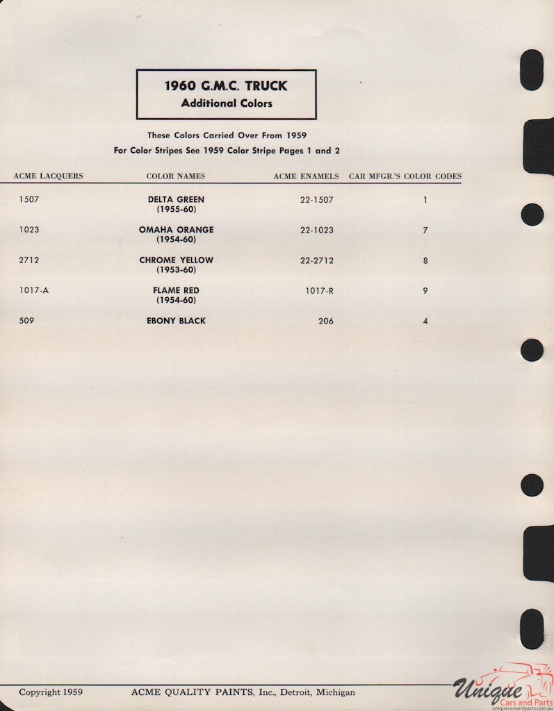1960 GMC Paint Charts Acme 2